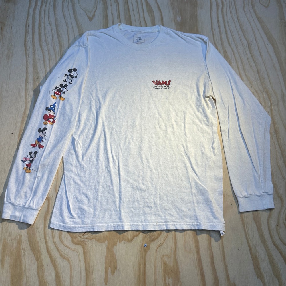 Vans x Disney Mickey Mouse Evolution Long Sleeve Graphic Tee White Mens Medium